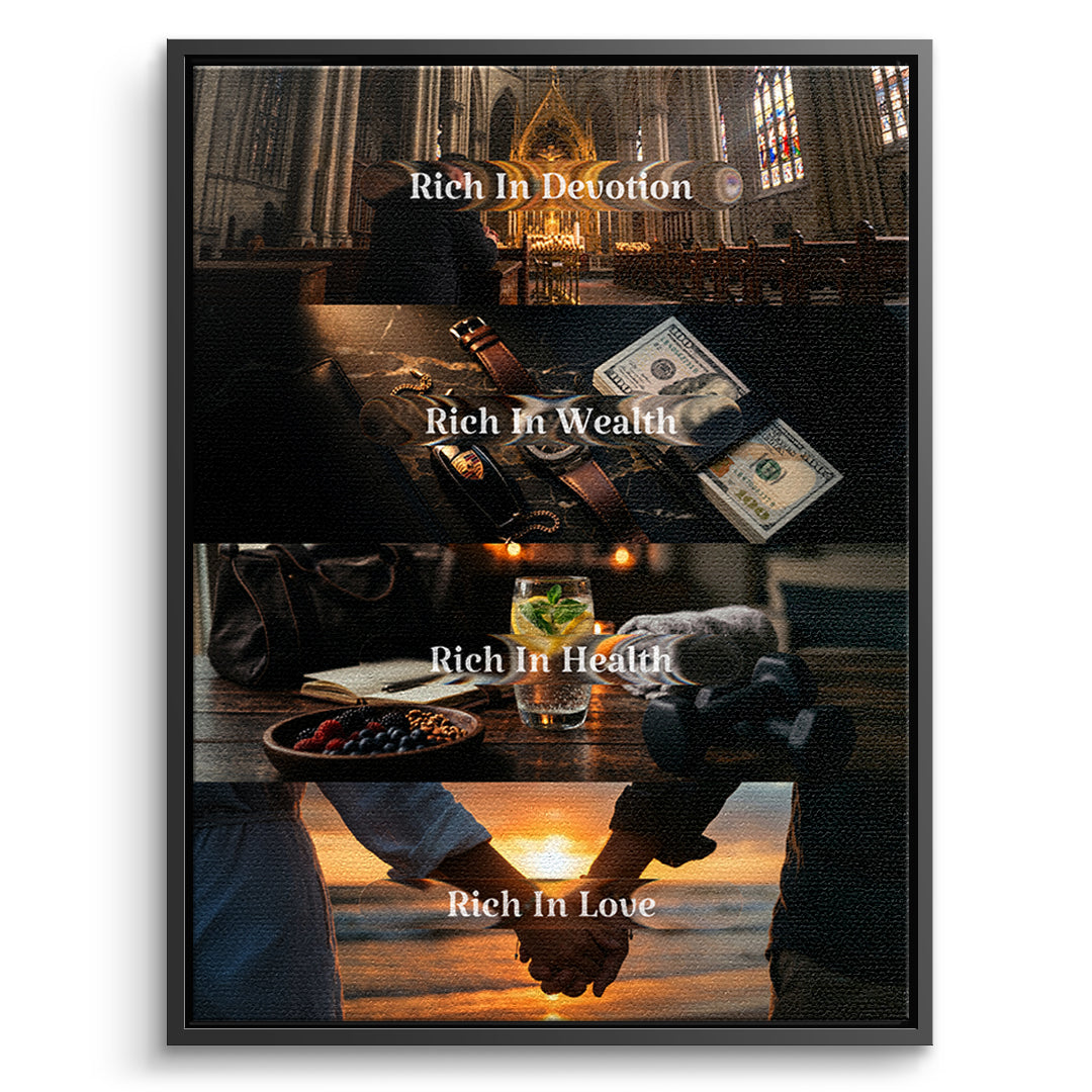 DOTCOMCANVAS Leinwandbild Rich In Life im schwarzen Premium-Rahmen