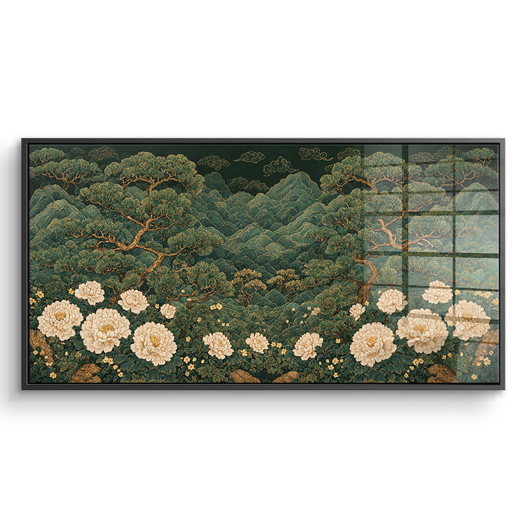 DOTCOMCANVAS Acrylglasbild Beautiful Garden im schwarzen Premium-Rahmen