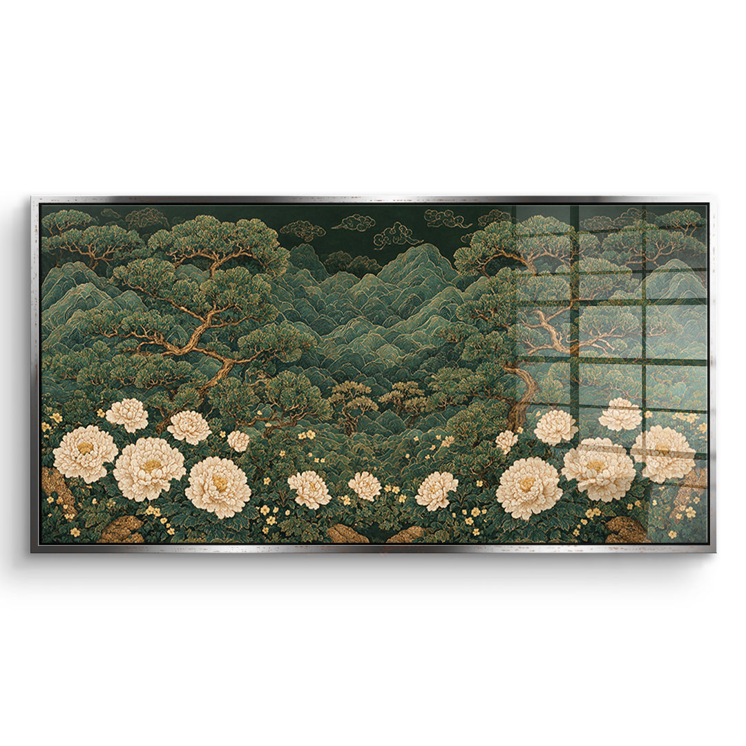 DOTCOMCANVAS Acrylglasbild Beautiful Garden im silbernen Premium-Rahmen