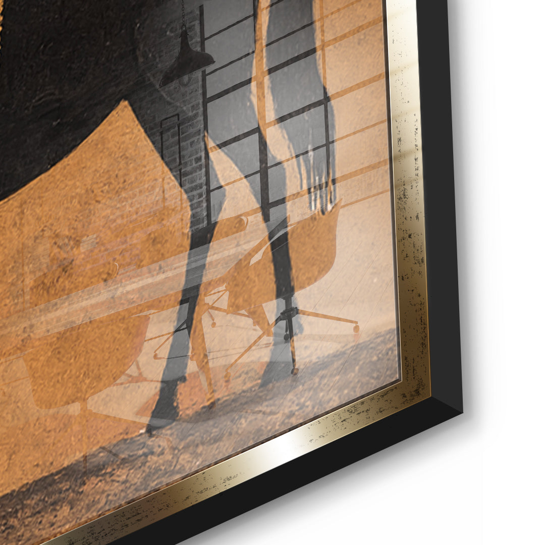 Detailaufnahme des 5mm Acrylglases, Cowboy & Horse im goldenen Rahmen