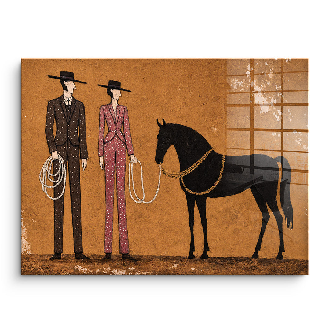 DOTCOMCANVAS Acrylglasbild Cowboy & Horse ohne Rahmen