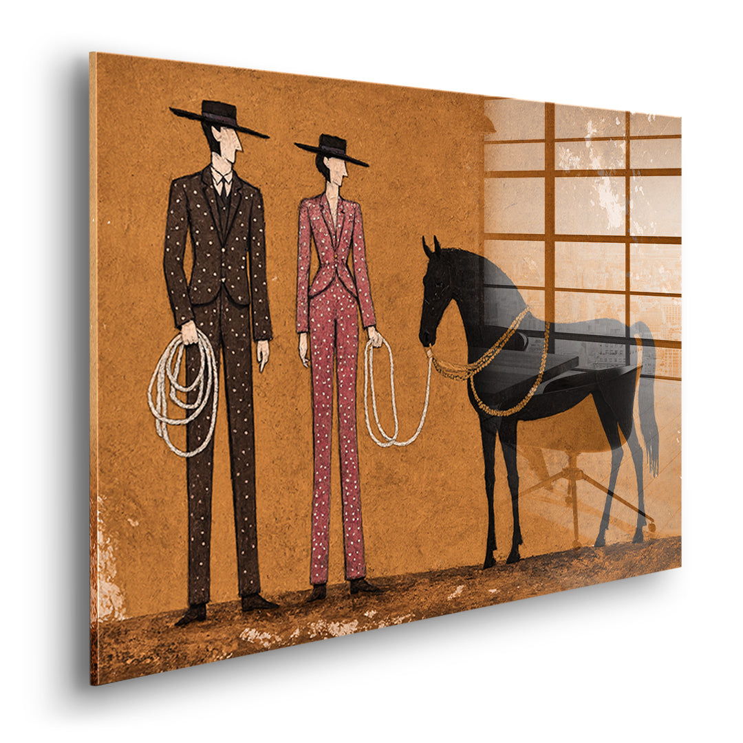 Seitenansicht des Acrylglasbilds Cowboy & Horse ohne Rahmen