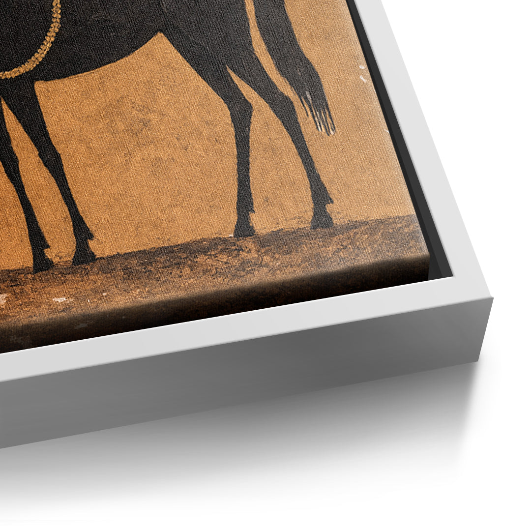 Detailaufnahme der Leinwandstruktur, Cowboy & Horse im weißen Rahmen