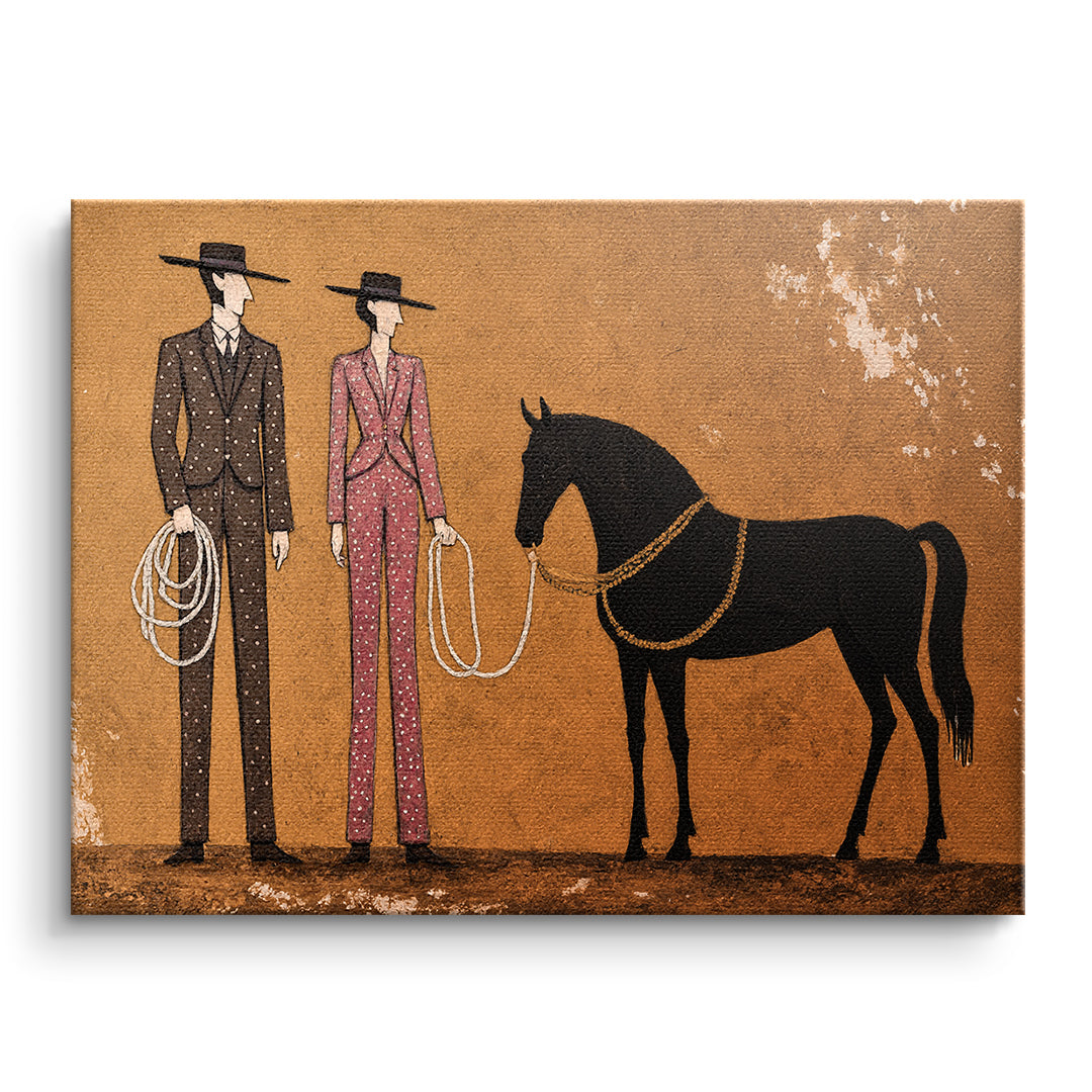 DOTCOMCANVAS Leinwandbild Cowboy & Horse ohne Rahmen