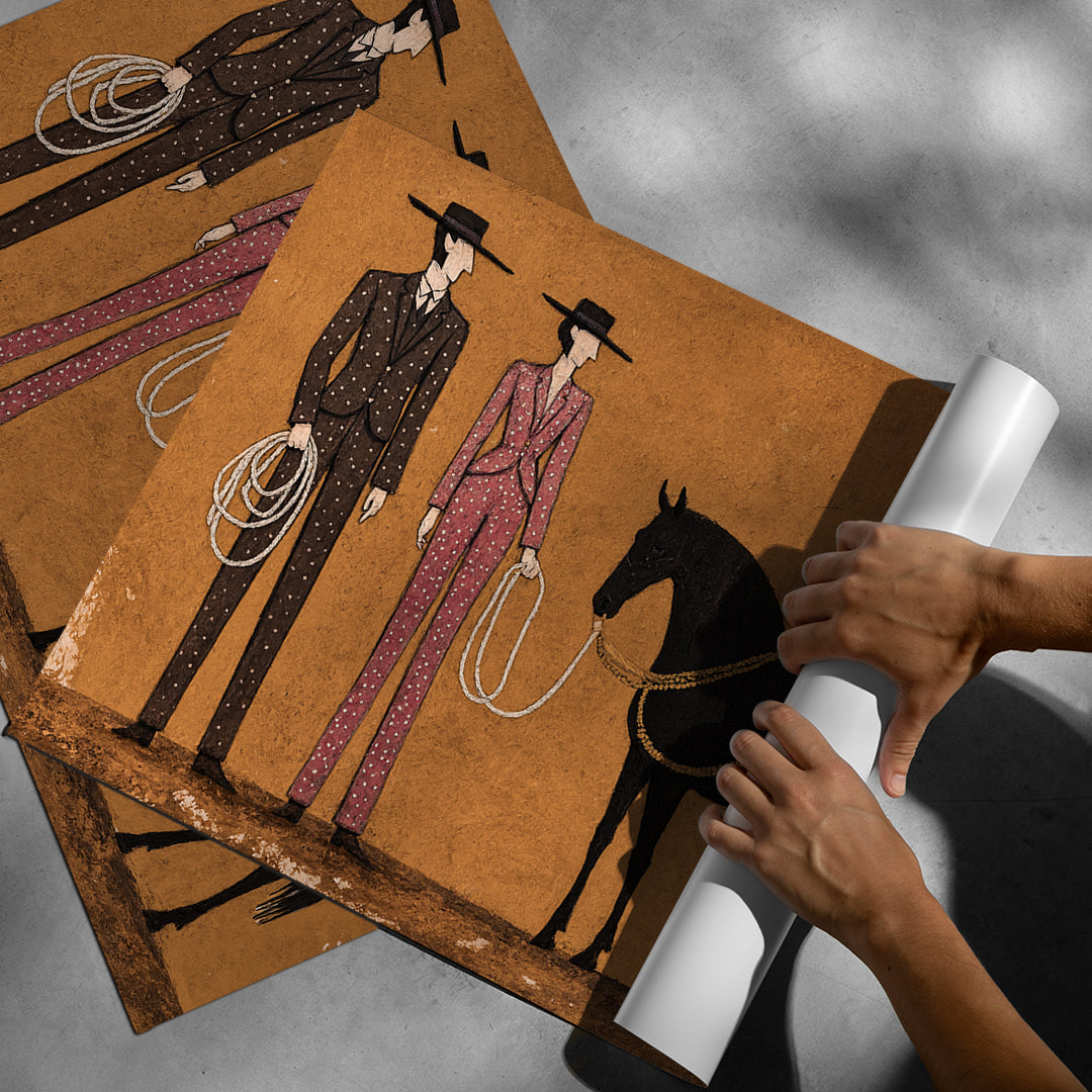 Aufgerolltes Poster Cowboy & Horse