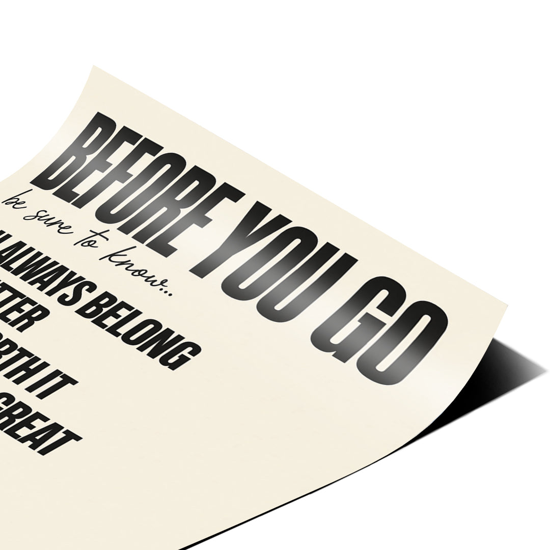 Eckdetail des Posters Before You Go