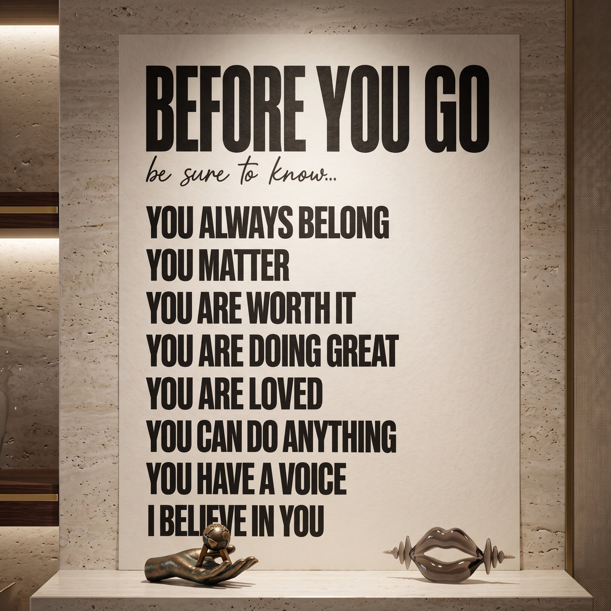 Poster Before You Go an der Wand eines modernen Wohnraums