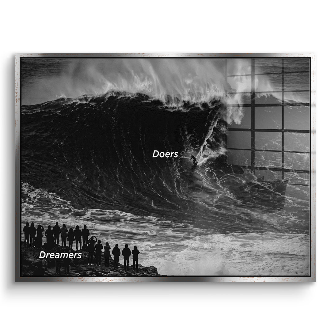 DOTCOMCANVAS Acrylglasbild Doers VS Dreamers im silbernen Premium-Rahmen