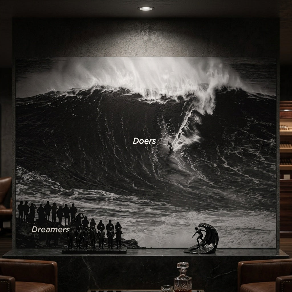 Poster Doers VS Dreamers an der Wand eines modernen Wohnraums