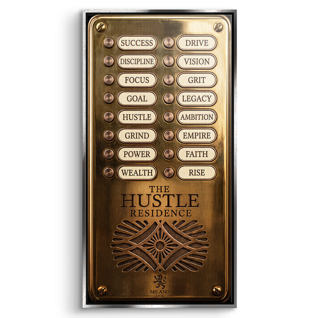 DOTCOMCANVAS Leinwandbild Hustle Residence im silbernen Premium-Rahmen