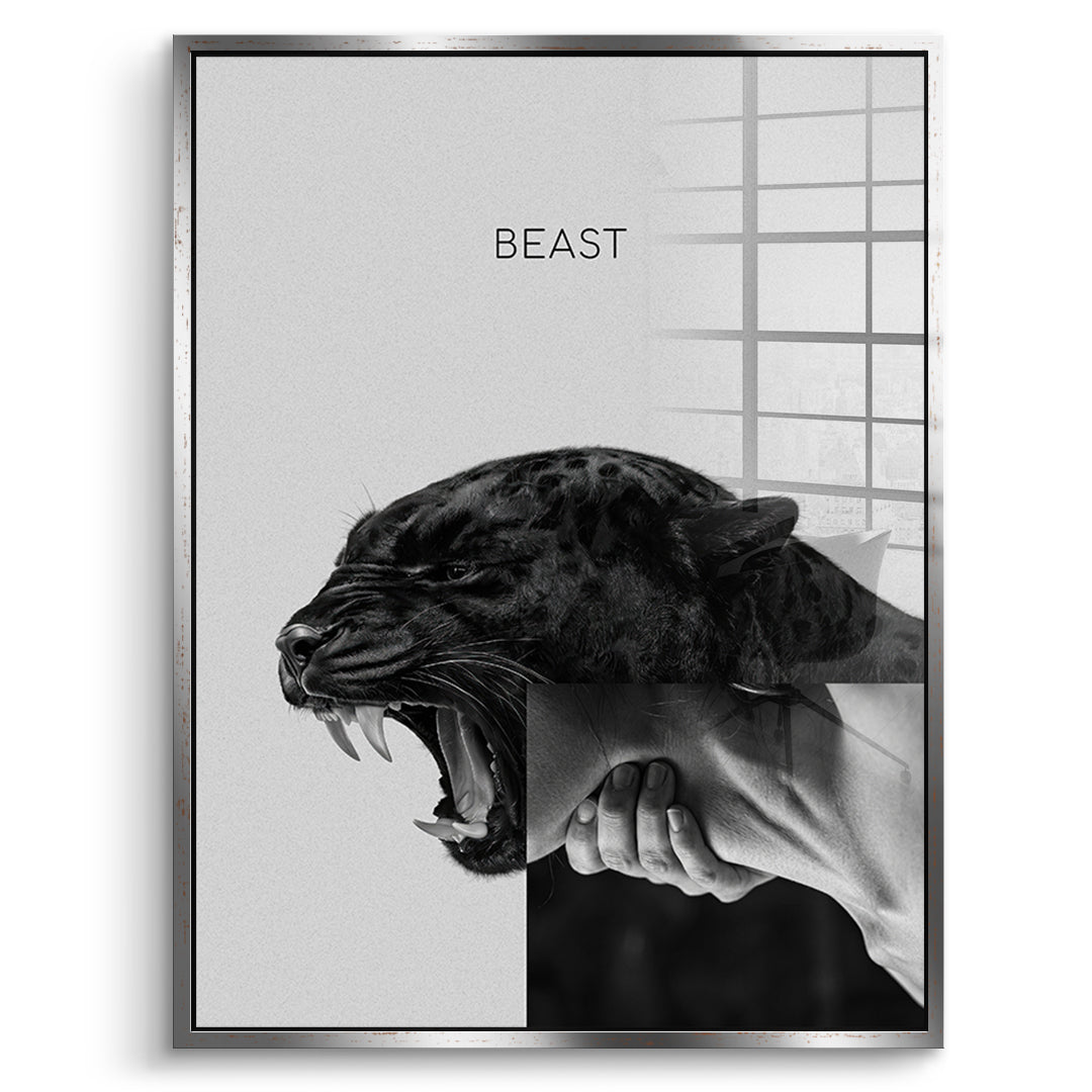 DOTCOMCANVAS Acrylglasbild Beast Grey im silbernen Premium-Rahmen
