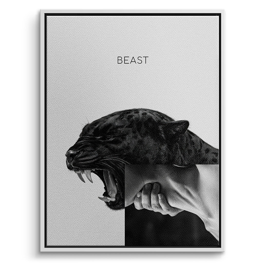 DOTCOMCANVAS Leinwandbild Beast Grey im weißen Premium-Rahmen
