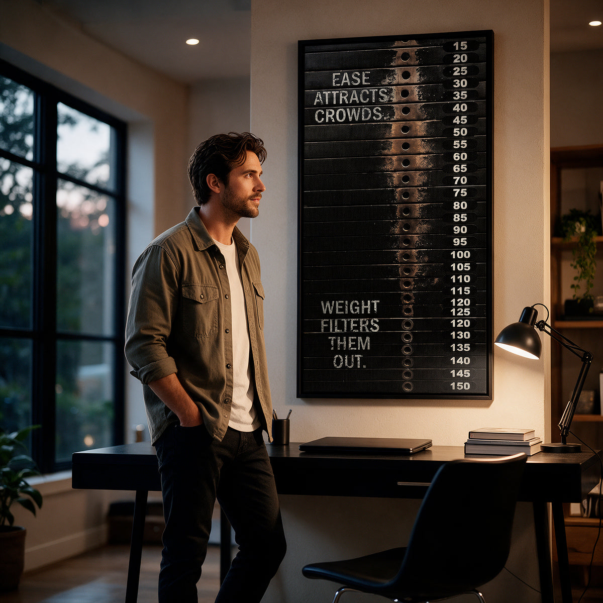 Leinwandbild Weight Filter an der Wand eines modernen Wohnraums, zweite Ansicht