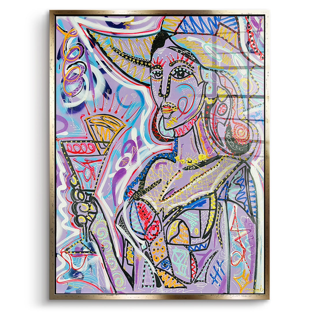 DOTCOMCANVAS Acrylglasbild Cubist Cocktail Hour im goldenen Premium-Rahmen