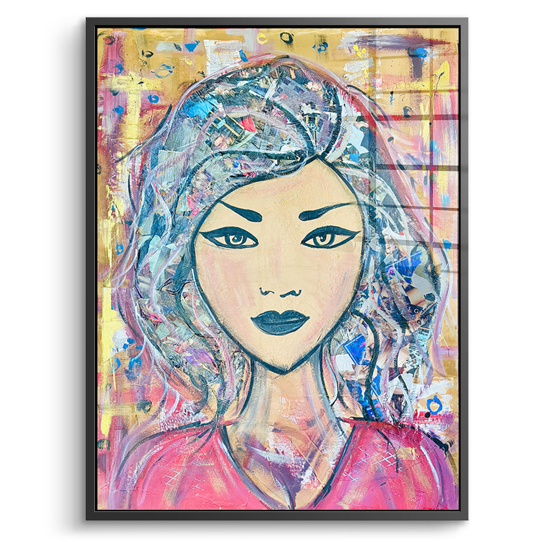 DOTCOMCANVAS Acrylglasbild Headlines And Dreams im schwarzen Premium-Rahmen