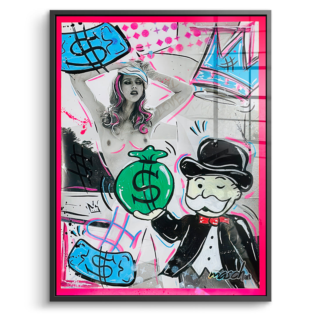 DOTCOMCANVAS Acrylglasbild Money Talks im schwarzen Premium-Rahmen