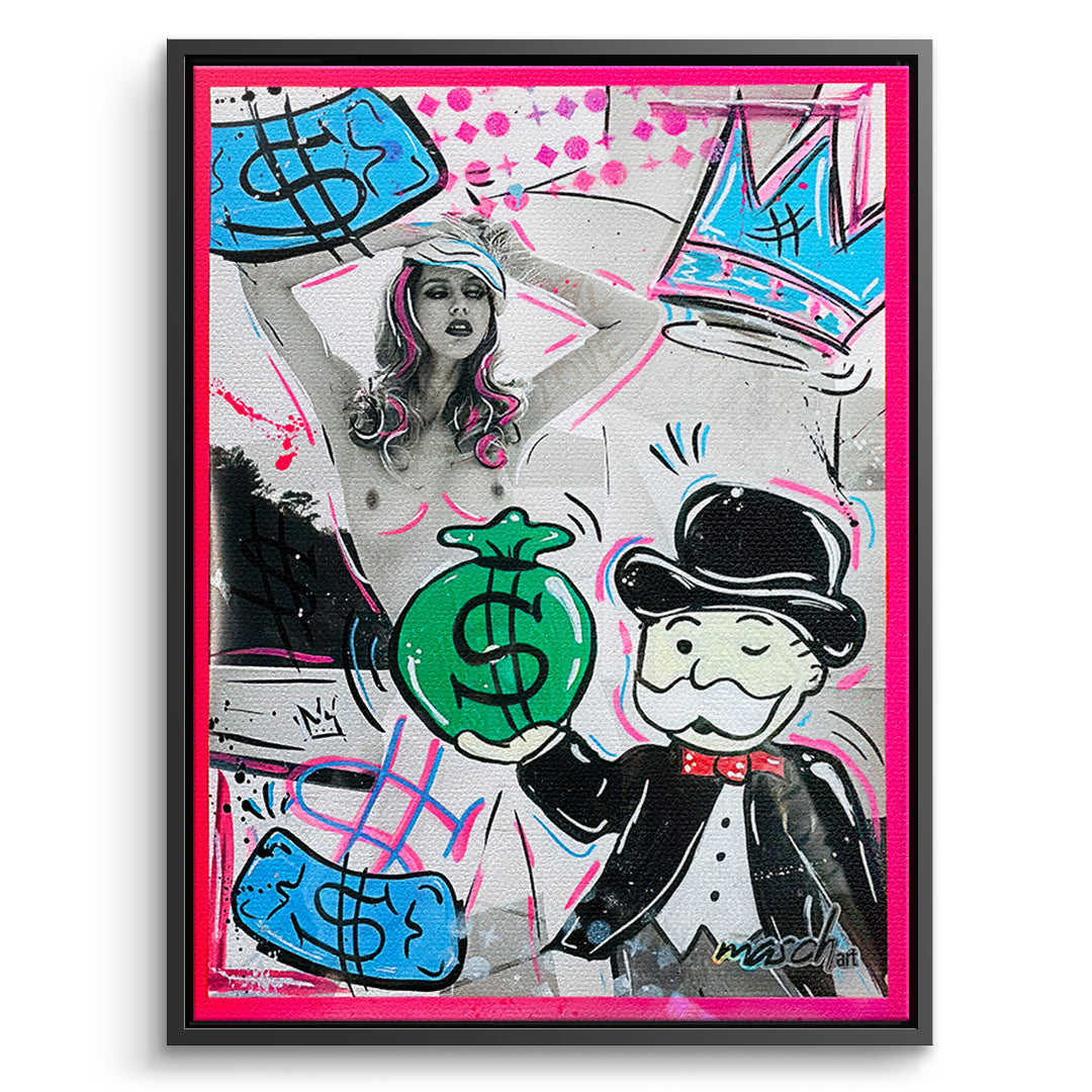 DOTCOMCANVAS Leinwandbild Money Talks im schwarzen Premium-Rahmen