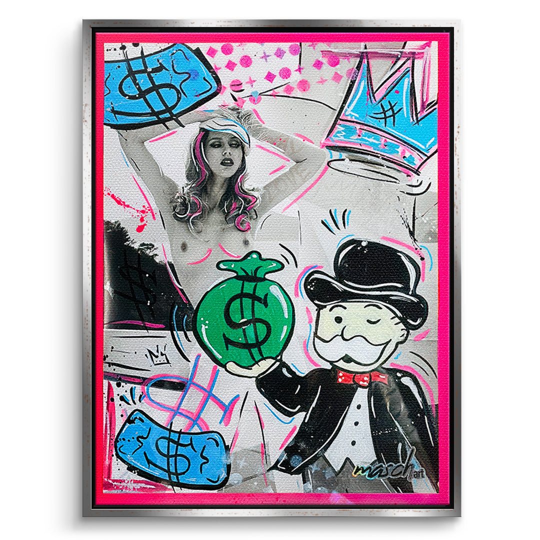 DOTCOMCANVAS Leinwandbild Money Talks im silbernen Premium-Rahmen