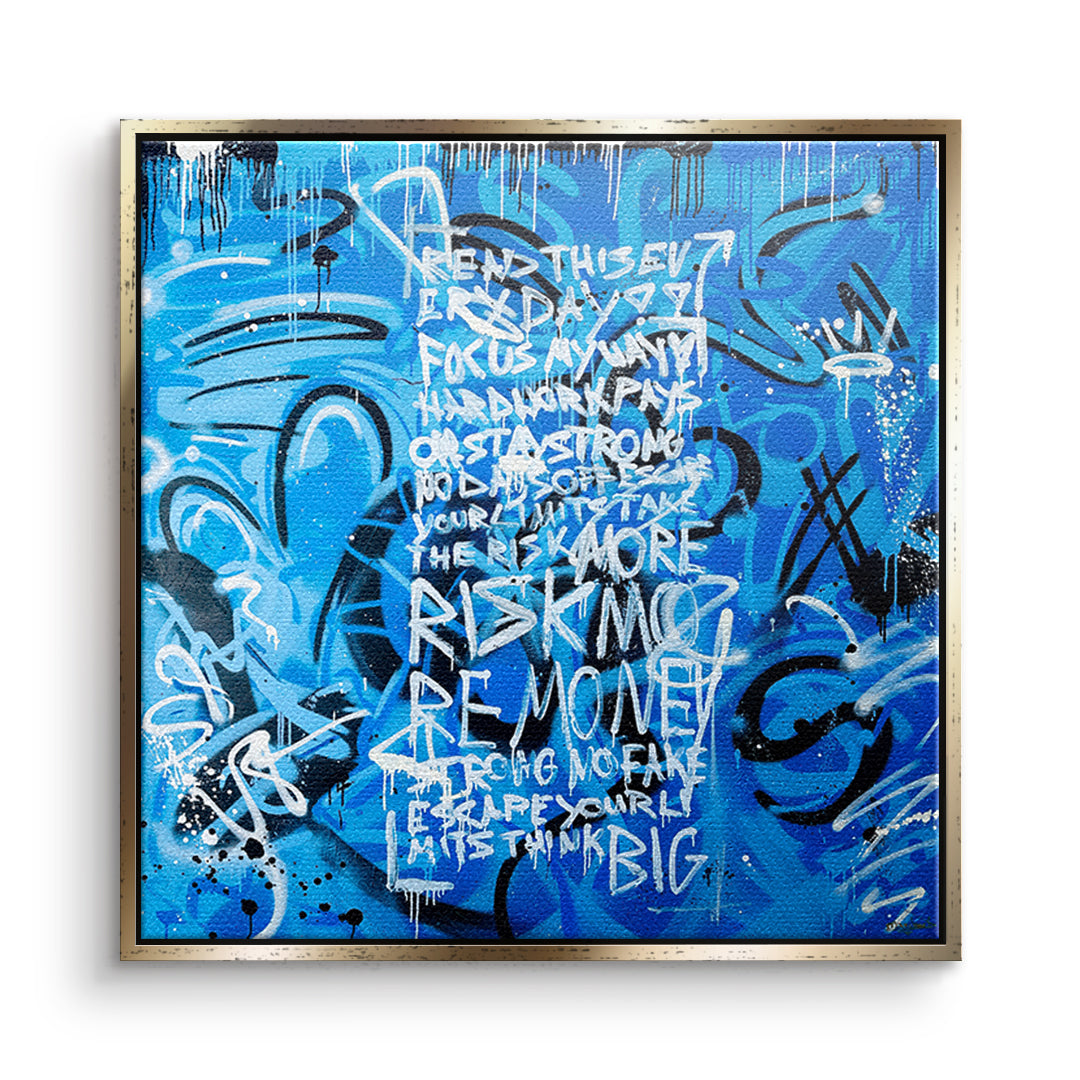 DOTCOMCANVAS Leinwandbild More Risk More Money im goldenen Premium-Rahmen