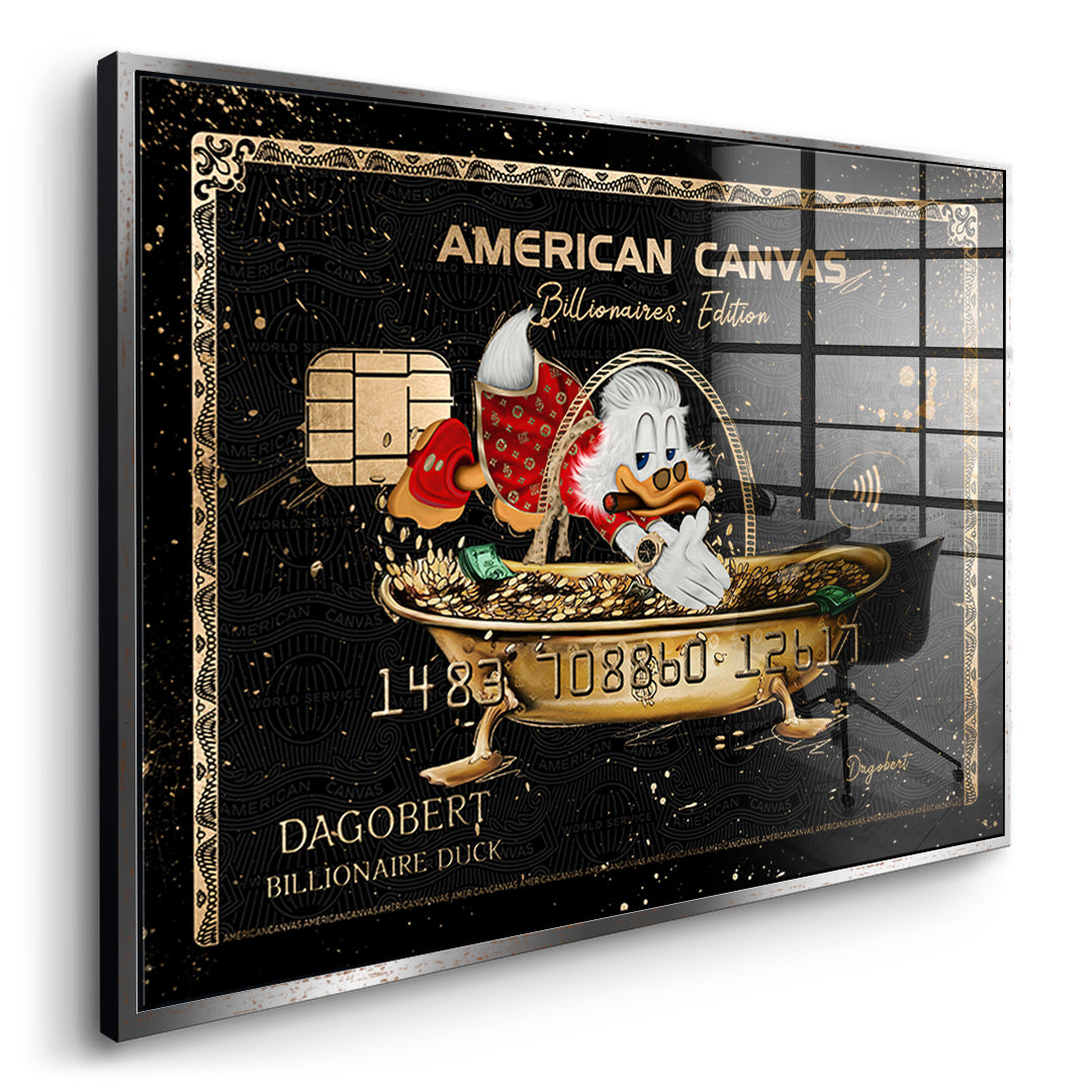 Seitenansicht des Acrylglasbilds American Canvas Billionaires Edition im silbernen Rahmen