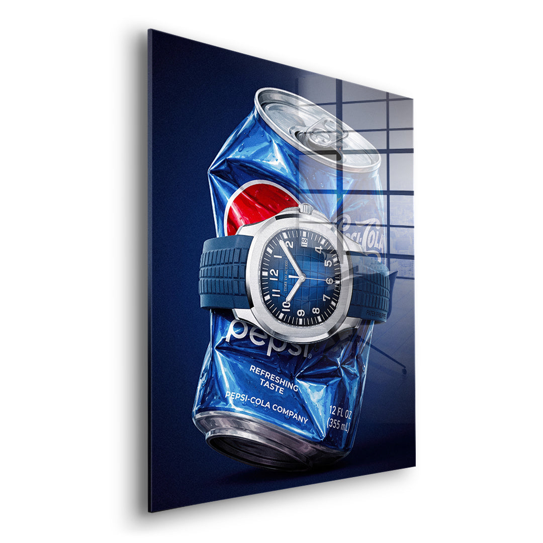 Seitenansicht des Acrylglasbilds Crushed Blue ohne Rahmen