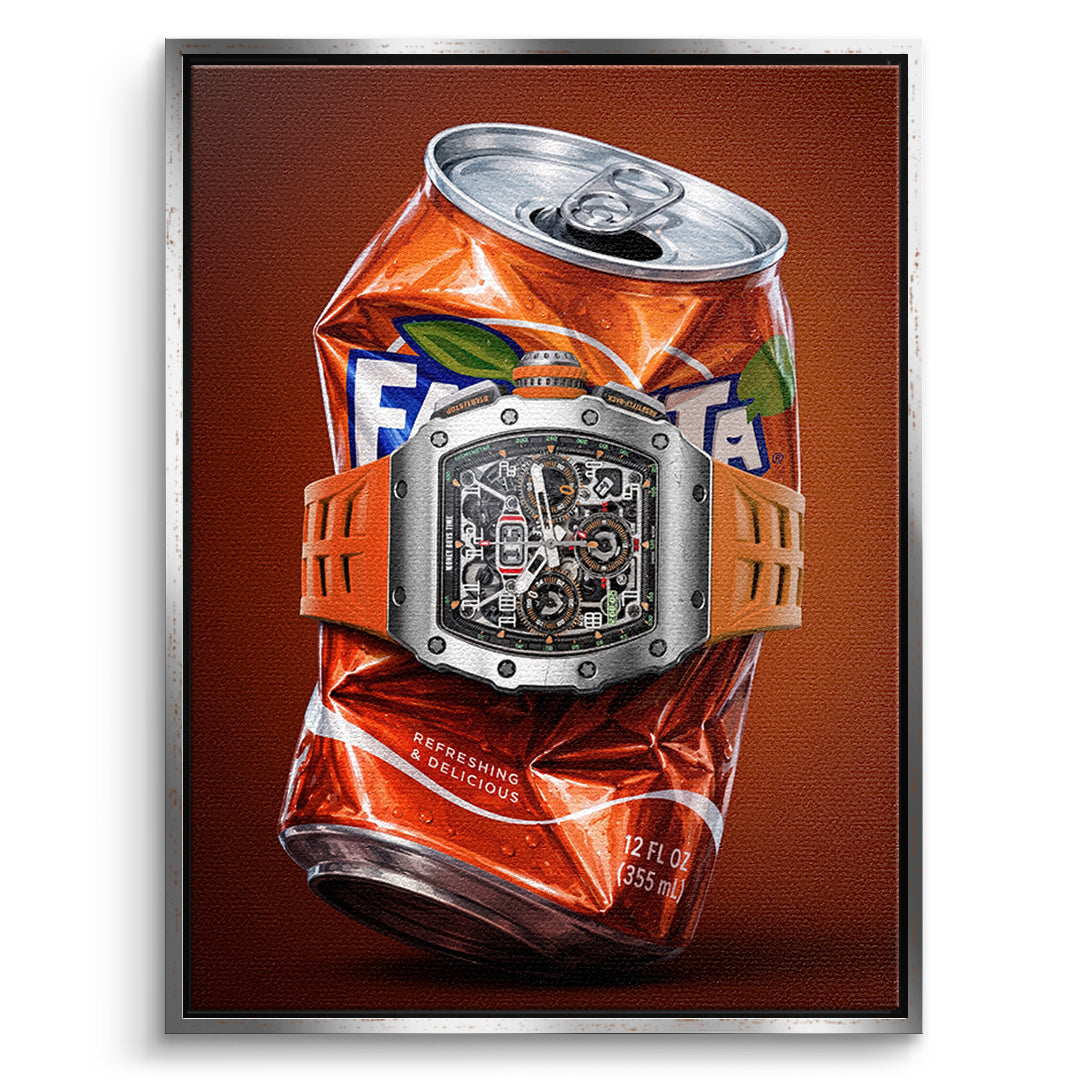 DOTCOMCANVAS Leinwandbild Crushed Orange im silbernen Premium-Rahmen