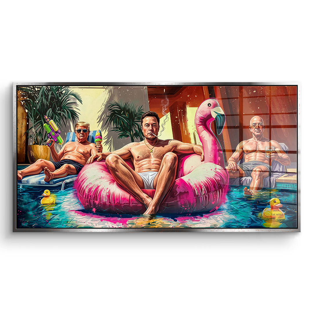 DOTCOMCANVAS Acrylglasbild Pool Friends im silbernen Premium-Rahmen