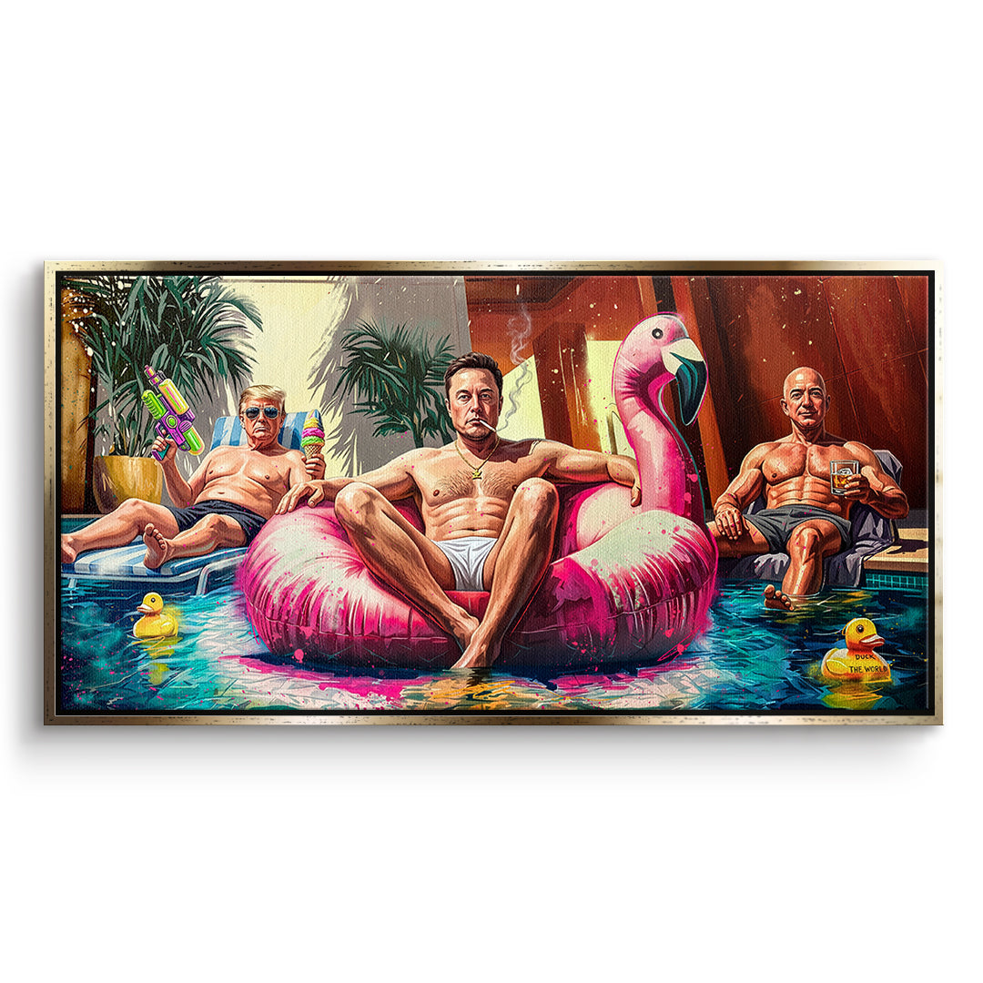 DOTCOMCANVAS Leinwandbild Pool Friends im goldenen Premium-Rahmen