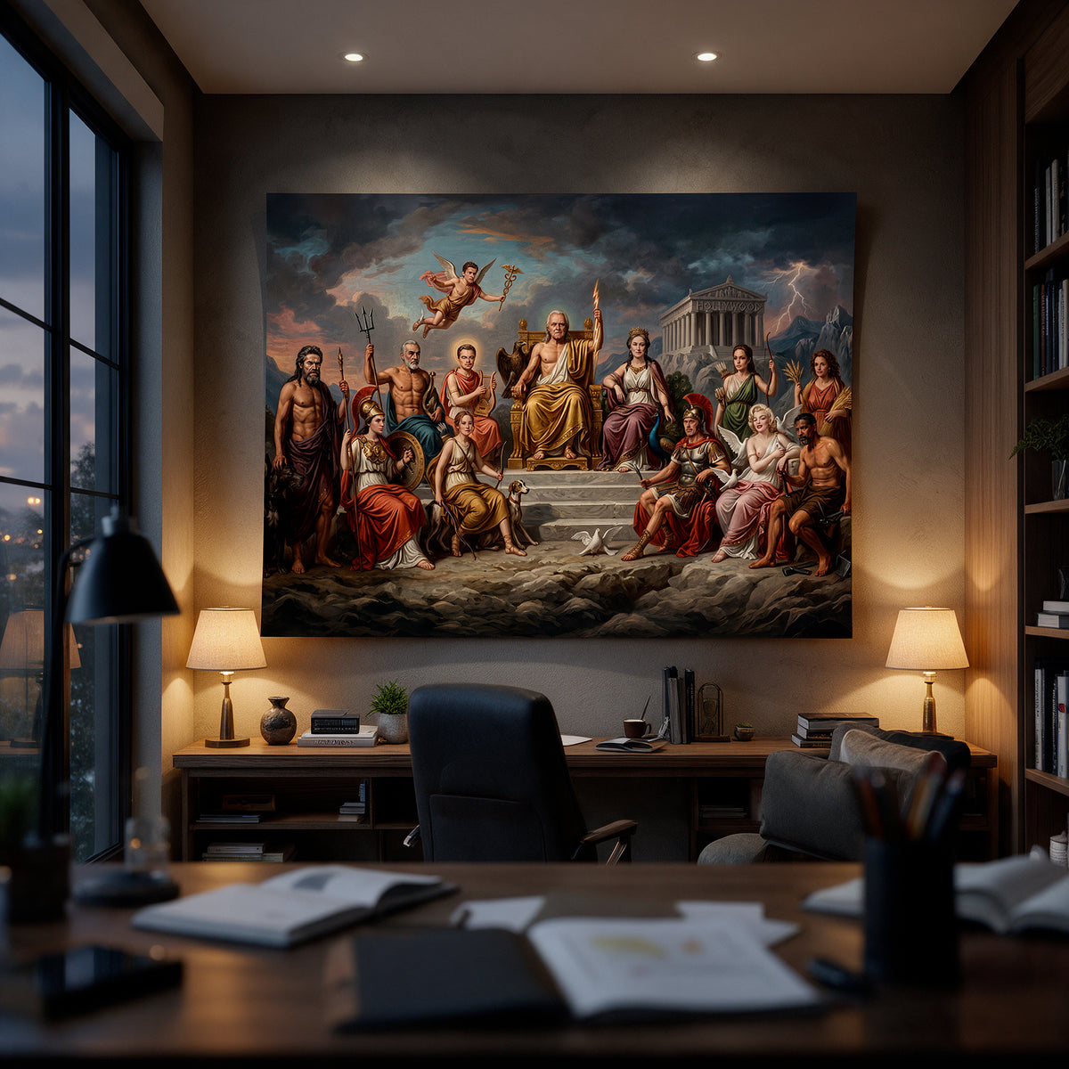 Poster Hollywood in Greece an der Wand eines modernen Wohnraums