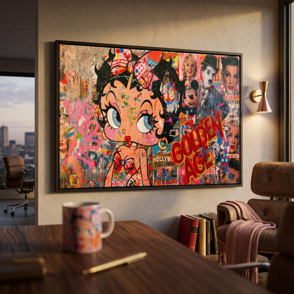 Leinwandbild Golden Age an der Wand eines modernen Wohnraums