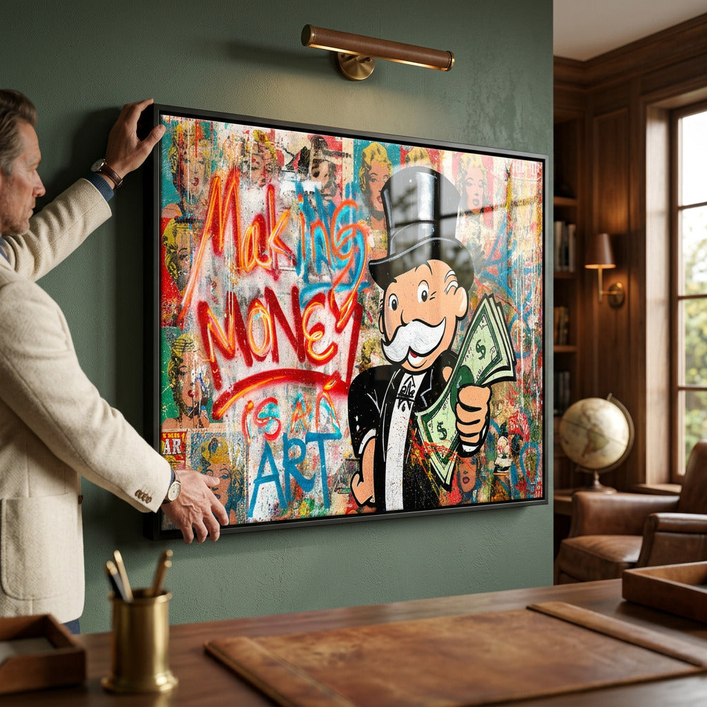 Acrylglasbild Making Money Is An Art Graffiti an der Wand eines modernen Wohnraums