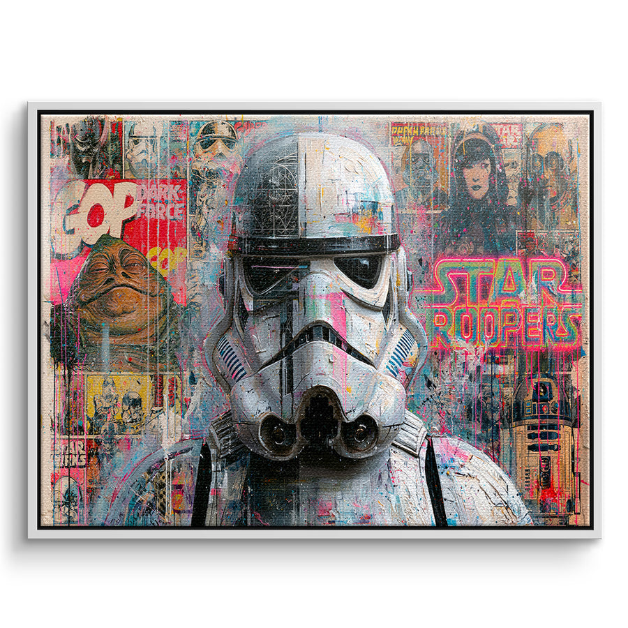 DOTCOMCANVAS Leinwandbild Neon Trooper im weißen Premium-Rahmen