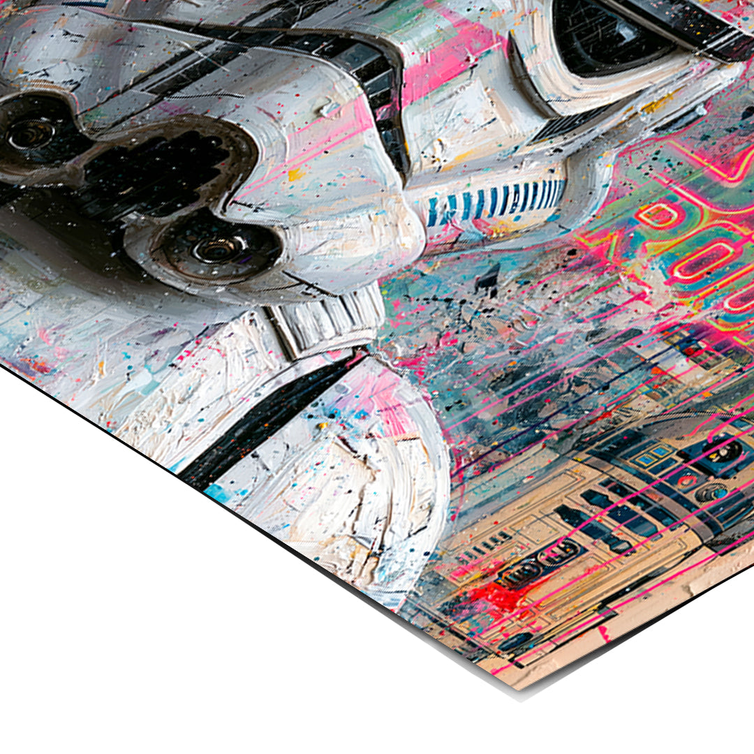 Eckdetail des Posters Neon Trooper