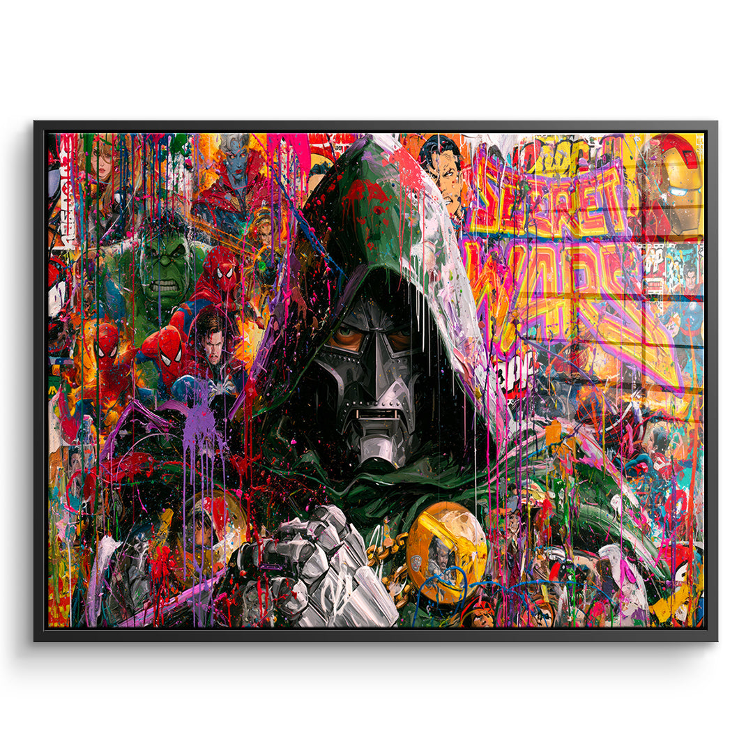 DOTCOMCANVAS Acrylglasbild Iron Mask im schwarzen Premium-Rahmen