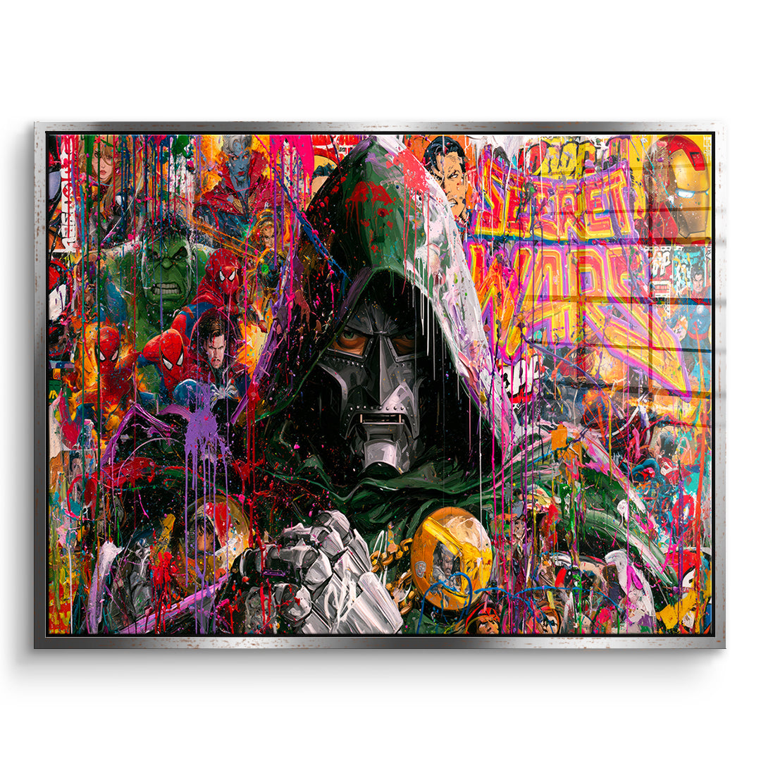 DOTCOMCANVAS Acrylglasbild Iron Mask im silbernen Premium-Rahmen