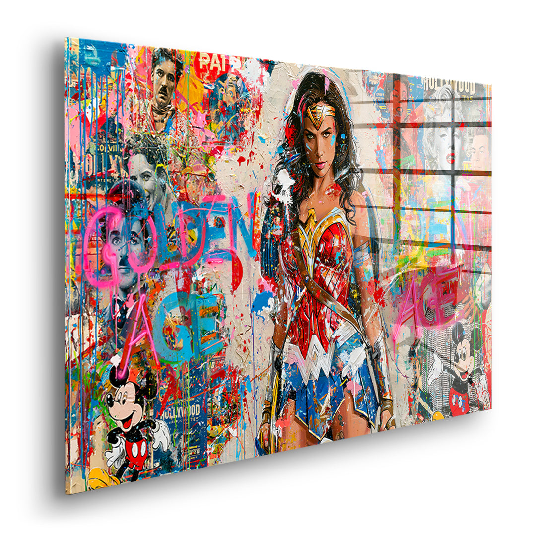 Seitenansicht des Acrylglasbilds Golden Age Heroine ohne Rahmen
