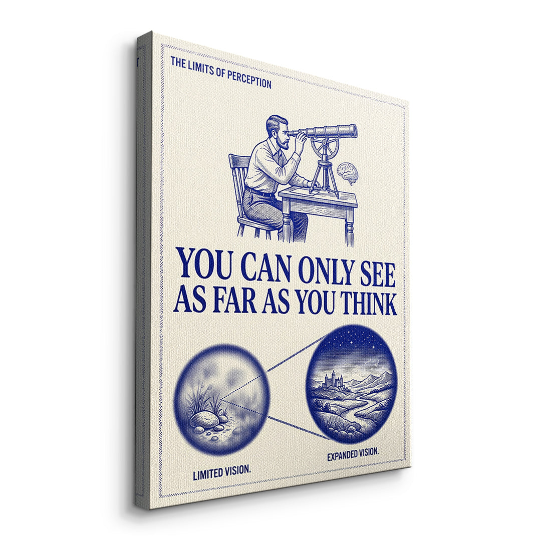 Seitenansicht des Leinwandbilds See As Far As You Think ohne Rahmen