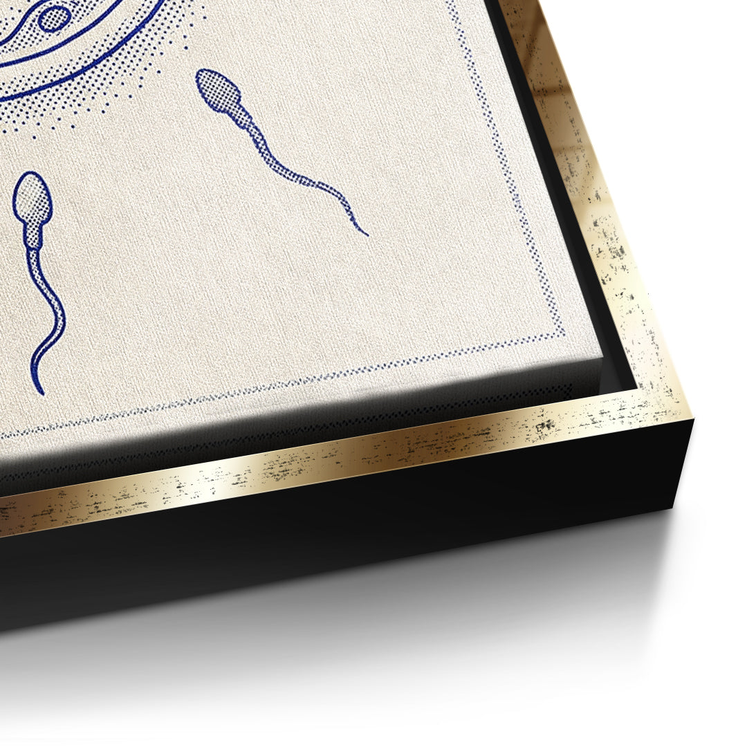 Detailaufnahme der Leinwandstruktur, Came Into The World As A Winner im goldenen Rahmen