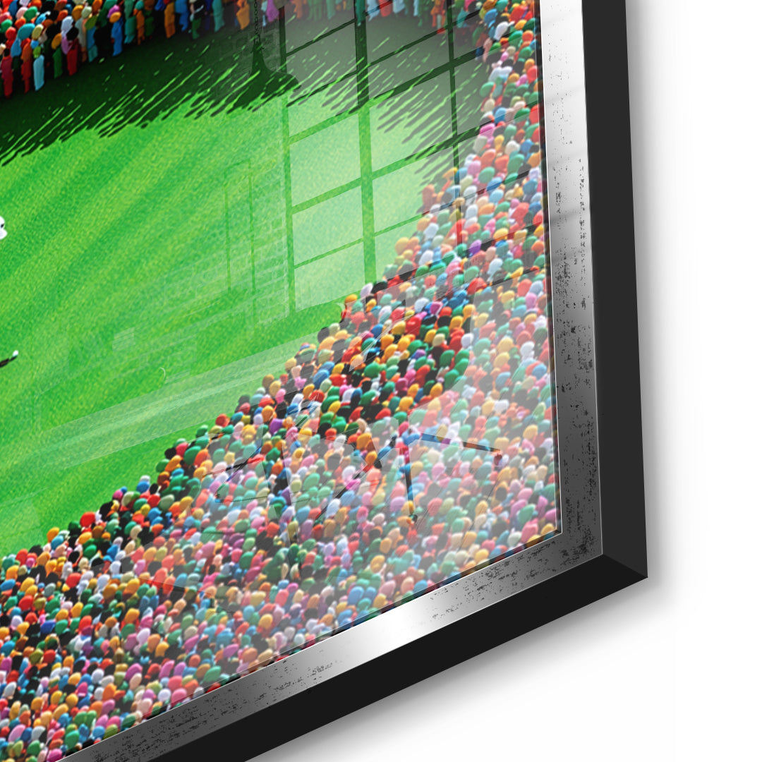 Detailaufnahme des 5mm Acrylglases, The Final Putt im silbernen Rahmen