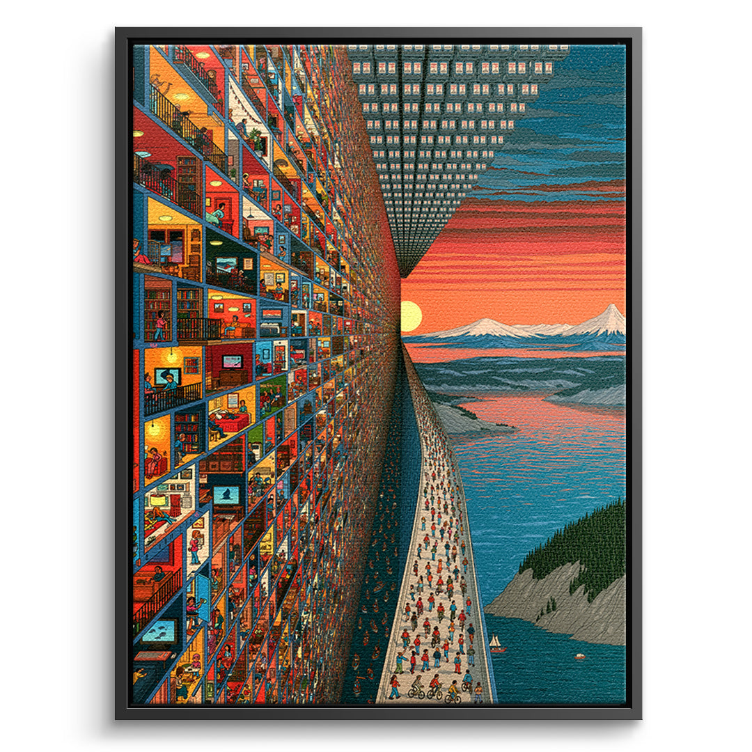 DOTCOMCANVAS Leinwandbild City Of Windows im schwarzen Premium-Rahmen
