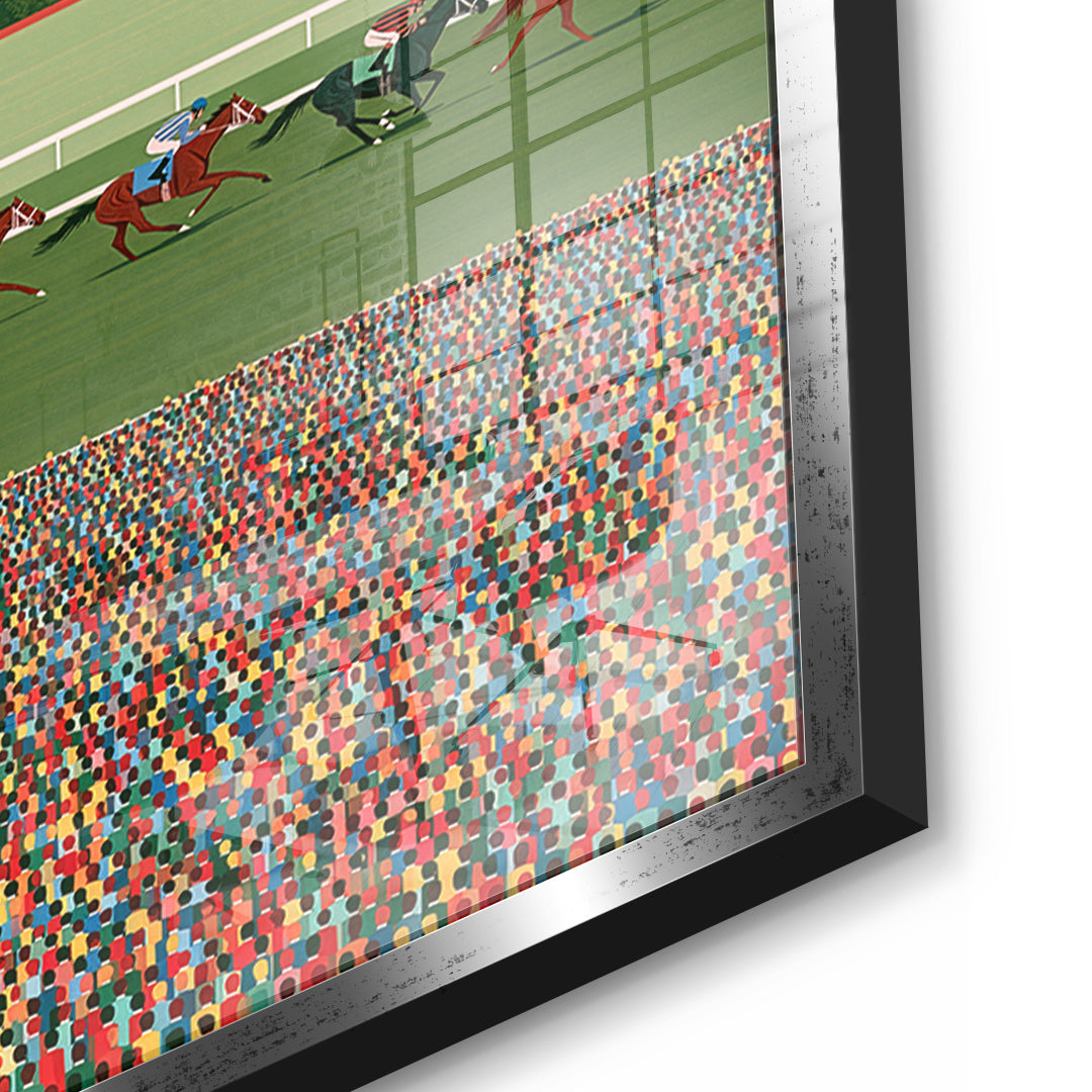 Detailaufnahme des 5mm Acrylglases, Race Day im silbernen Rahmen