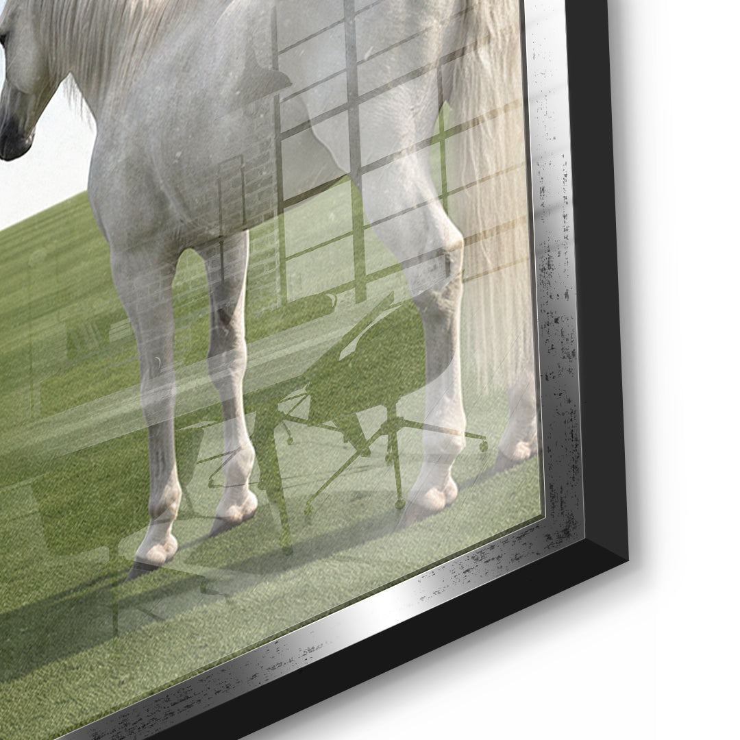 Detailaufnahme des 5mm Acrylglases, Mindset Is Everything Pegasus im silbernen Rahmen