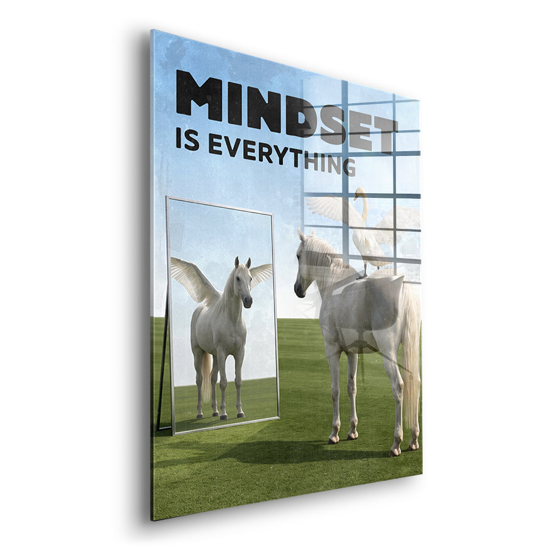 Seitenansicht des Acrylglasbilds Mindset Is Everything Pegasus ohne Rahmen