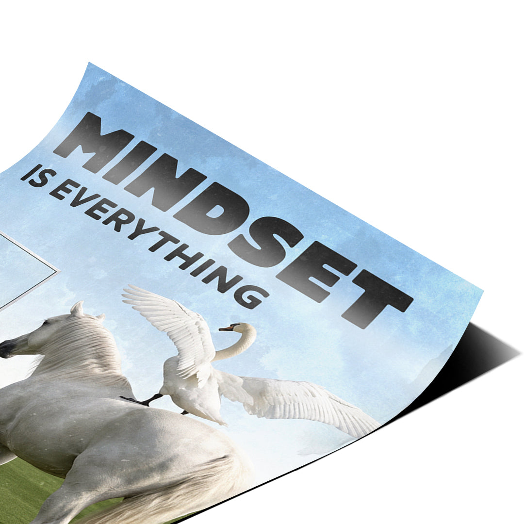 Eckdetail des Posters Mindset Is Everything Pegasus, Nahaufnahme