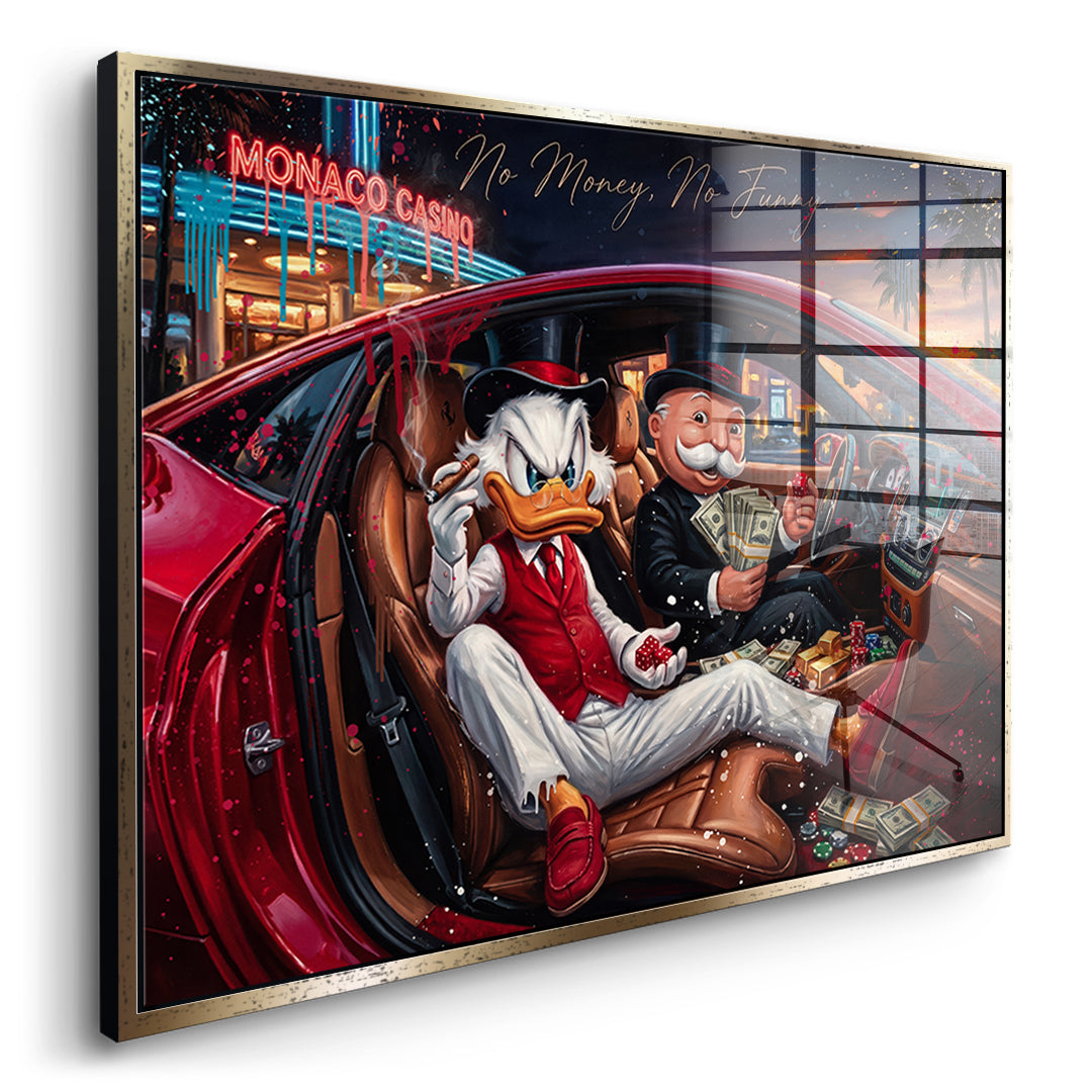Seitenansicht des Acrylglasbilds Jackpot Winner im goldenen Rahmen