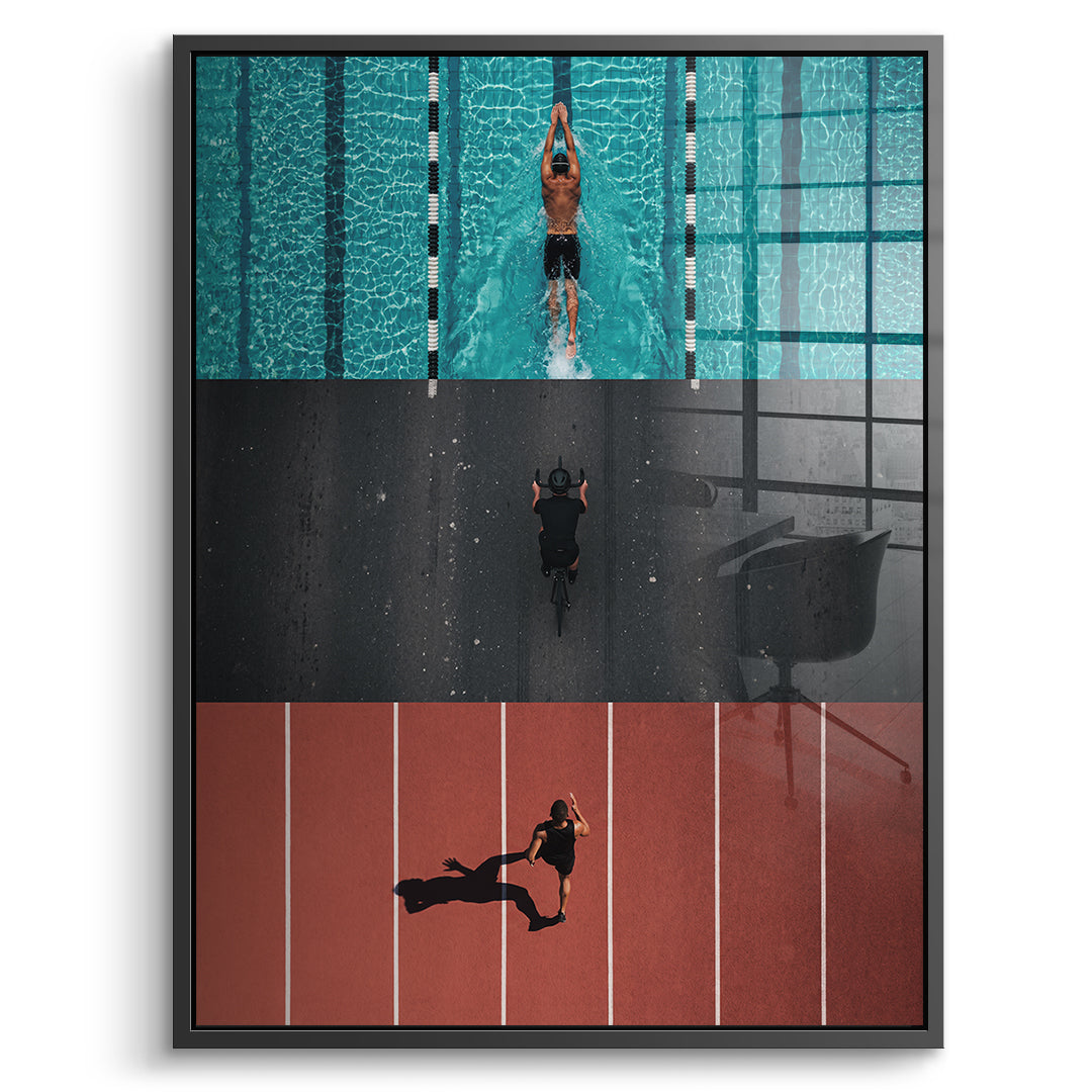 DOTCOMCANVAS Acrylglasbild Triathlon im schwarzen Premium-Rahmen