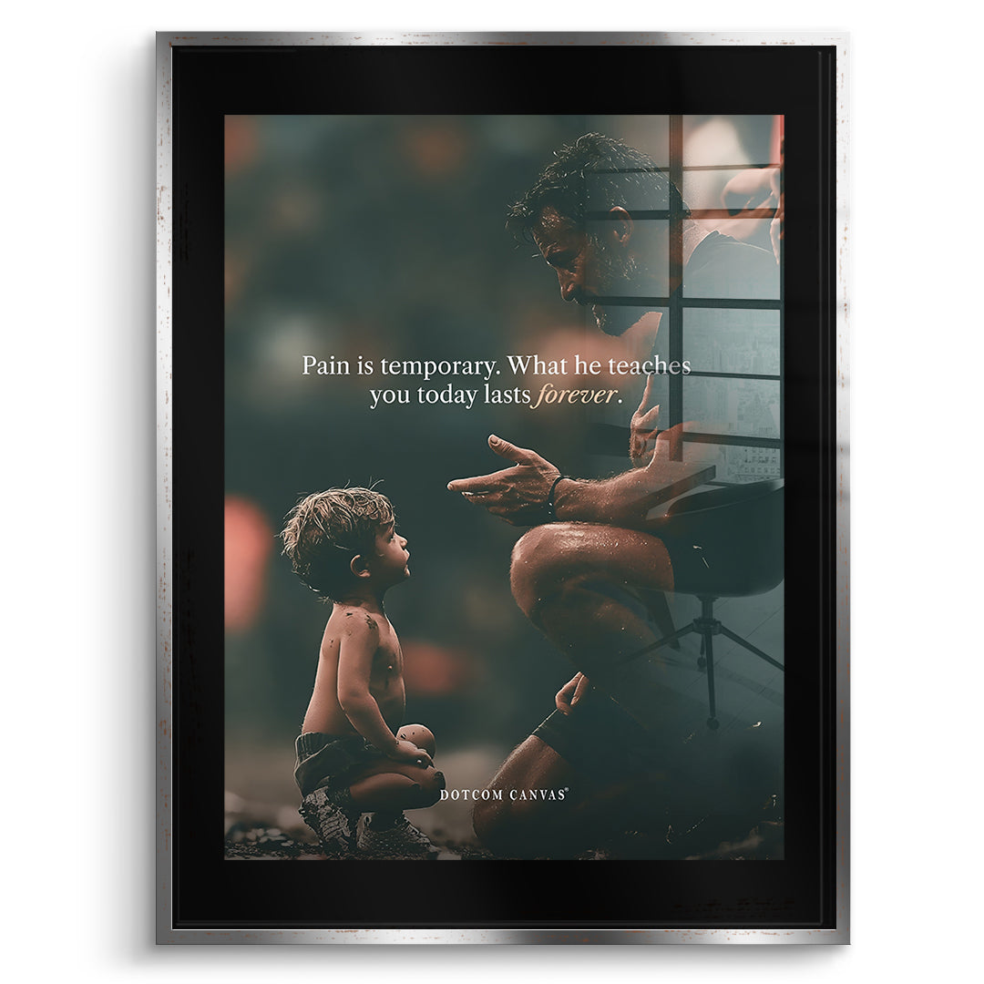 DOTCOMCANVAS Acrylglasbild Pain Is Temporary im silbernen Premium-Rahmen