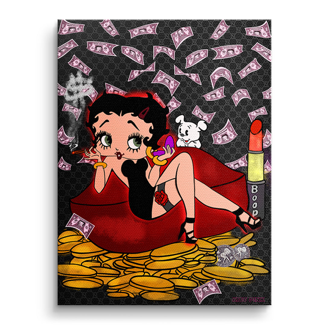 DOTCOMCANVAS Leinwandbild Lipstick Money Pin-Up ohne Rahmen