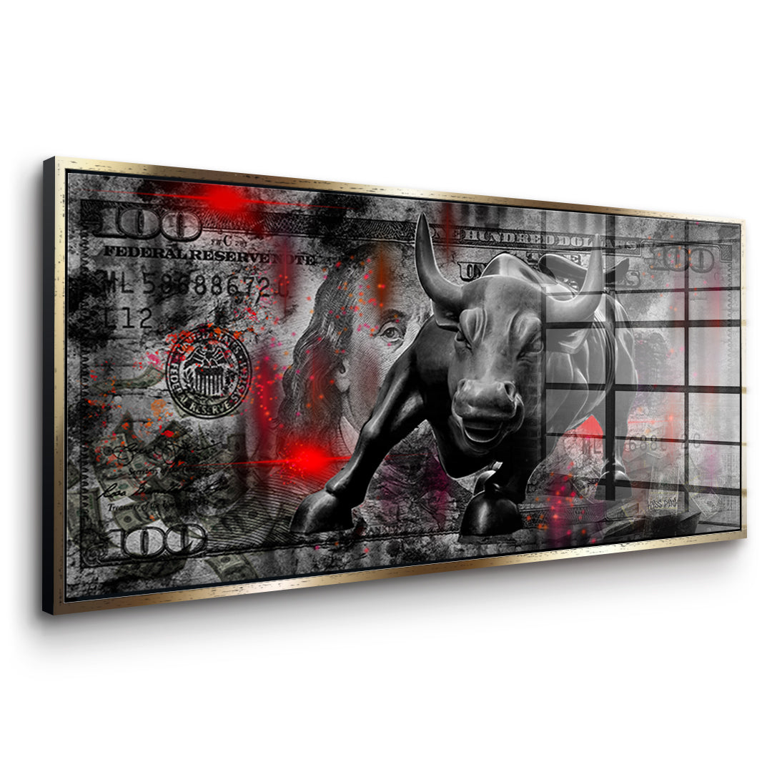 Seitenansicht des Acrylglasbilds Bill And Bull im goldenen Rahmen