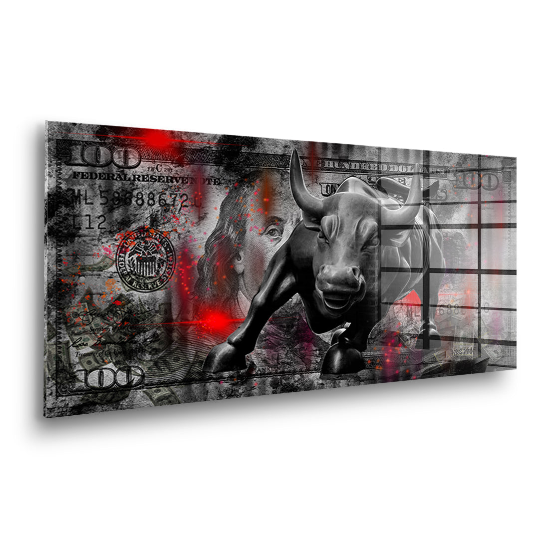 Seitenansicht des Acrylglasbilds Bill And Bull ohne Rahmen